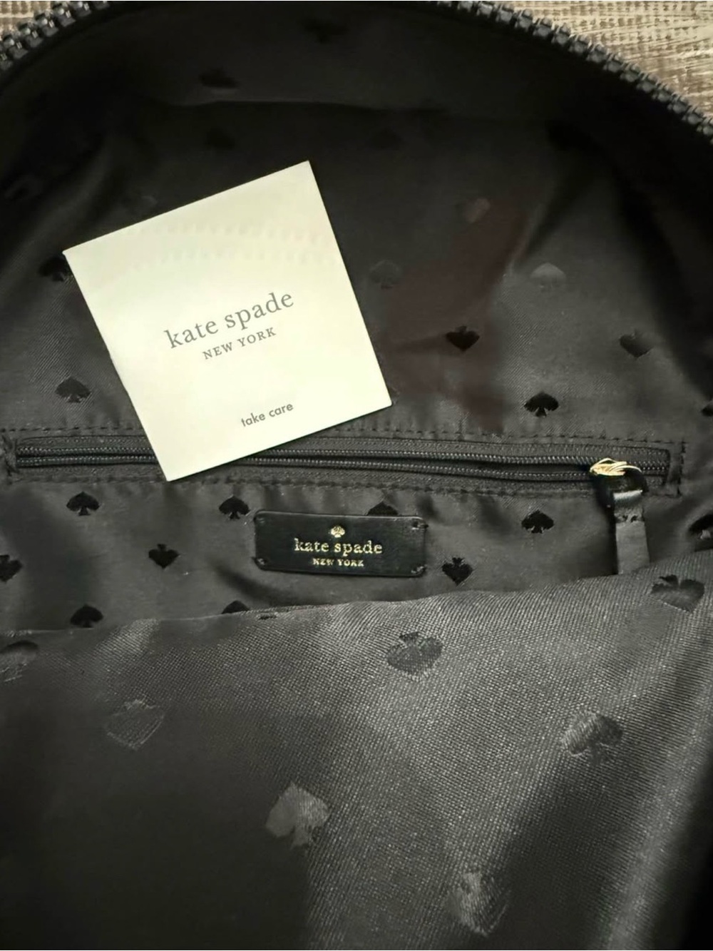 kate spade black nylon mini backpack with gold logo - Picture 2 of 4